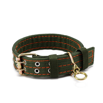 Dog collar traction collar dog walking collar large dog medium small dog collar foam collar teddy collar collar military green (double row) 4.0cm wide (suitable for neck circumference 42-52cm)
