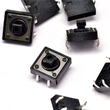 Taotimeclub 12*12*7.3mm tact switch, vertical 4-pin, shrapnel/black square head, 20 pieces