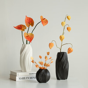 Su yu's creative simple white ceramic vase living room light luxury high-end flower arrangement dried flower ornaments water-cultured decorative artificial flowers jingbaizhong (plain white)