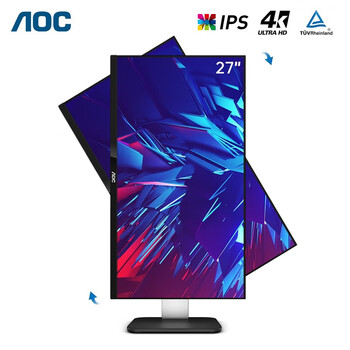 80% new aoc computer monitor 27-inch 4k hd ips lifting and rotating built-in speaker design office low blue light eye-friendly non-flicker display u27p1u