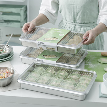 Misanbroo dumpling box 316 antibacterial stainless steel large capacity wonton box refrigerator freezer crisper storage box steamable and roastable 3l