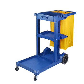 Multifunctional cleaning trolley, cleaning cart, hotel property restaurant cleaning tool cart, cleaning cart, linen service cart, guest room cleaning blue cart, enhanced thickening version