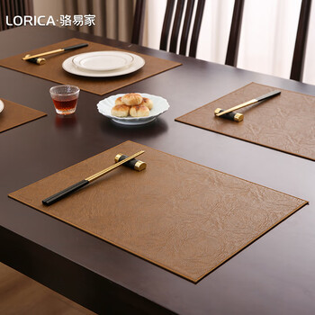 Luo yijia (lorica) dining table mats, insulation mats, home dining mats, light luxury and high-end table mats and pot mats, anti-scalding, waterproof and oil-proof leather bowl mats, placemats - moye, one side coffee and one side brown 30*40cm 1 piece (oil-proof and anti-scalding)