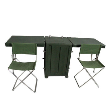 Jinfan outdoor financial command operation box set field office equipment multi-functional rotomolding box folding table and chair box set