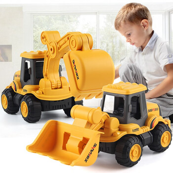 Enbei family children's excavator toy car set 1-3-6 years old boy baby engineering inertia car model birthday gift