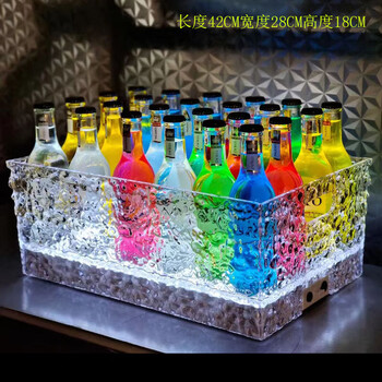 Oemg internet celebrity luminous ice bucket bar ktv beer frame champagne commercial value cocktail tank nightclub ice pattern bucket white light 24 ice pattern buckets (removable battery)