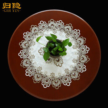 Sailotou european pastoral lace hollow table cloth household round table mat small round table cloth cover diameter 50cm round
