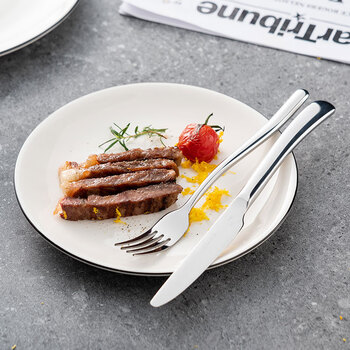 Onlycook stainless steel steak knife and fork plate set steak plate western tableware knife and fork plate three-piece gift box set 8 inches