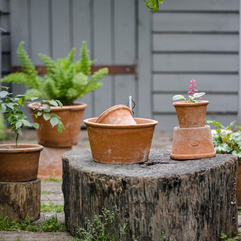 Juhan red pottery small flower pots, succulent green plant pots, extra large coarse pottery clay breathable mud tile cultivation pots for planting flower pots, type b, 1 large size (20*14cm)