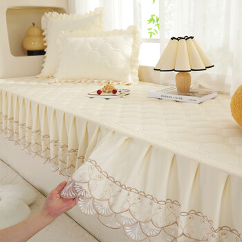 Shuerle bay window mat customized bedroom window sill mat all seasons non-slip bay window blanket simple balcony tatami cushion cream yellow 70*180cm