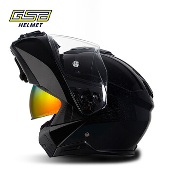 Gsbgsb helmet g-362 reversible helmet dual lens helmet universal for all seasons reserved bluetooth headphone slot flash black with transparent lens 3xl (61-62 head circumference)