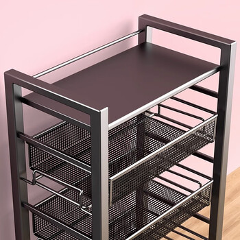 Nifeng trolley storage rack mobile floor-standing bedroom multi-layer vegetable snack kitchen bathroom toilet storage shelf three layers two nets one board standard model