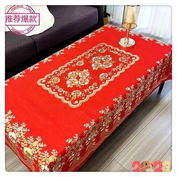 Jiazhilu internet red coffee table tablecloth pvc hot stamping tablecloth plastic waterproof, oil-proof, anti-scalding, no-wash rectangular european ins bow flower-chinese red (238d) 90*150cm (tablecloth size)
