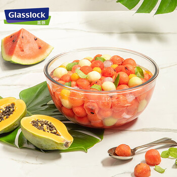 Glasslock tempered glass large capacity heat-resistant salad bowl thickened round microwave soup bowl instant noodle bowl 1000ml