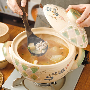 Wan doyaki earthen pot household soup japanese casserole ceramic soup pot open flame gas stove can be used for high temperature resistance and not easy to crack casserole glen flower no. 2 pot (suitable for 2-4 people) 3l