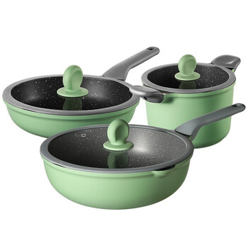 Cooking king pot set non-stick wok frying pan soup pot milk pot kitchen full set of pots non-stick pot household pot set (wok 30cm + soup pot 22cm + frying pan 26cm)
