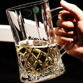 Bohemia czech bohemia imported crystal glass craft wheat belt handle beer cup large capacity engraved beer cup single price brix beer cup 500ml