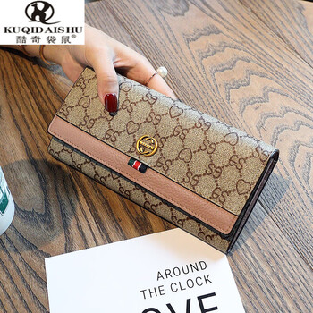 Kuqidaishu women's wallet 2024 chinese valentine's day fashion wallet long niche design simple multi-card slot card holder large capacity wallet pink