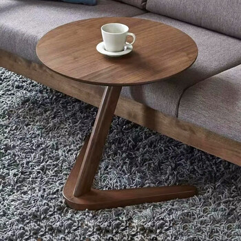 Side table solid wood side table small coffee table solid wood movable coffee table simple solid wood coffee table sofa living room side table light luxury model solid wood walnut color