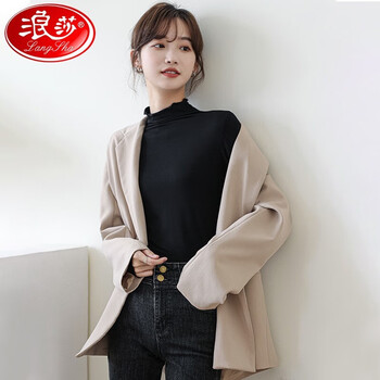 Langsha bottoming shirt for women, half turtleneck, long sleeves, solid color, slim fit, spring, autumn and winter outer wear, inner underwear, women's autumn clothes, quality black, one size fits all