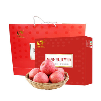Luochuan apple shaanxi yan'an red fuji apple fruit fresh gift box gift box 15 85mm large fruit apple seasonal fruit 15 pieces 85