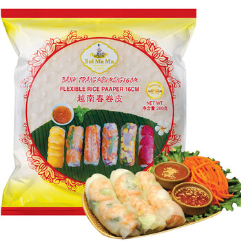 Shui mama ultra-thin spring roll wrapper 200g (about 40 sheets) vietnam imported vegetable roll 0 fat transparent rice paper spring roll wrapper