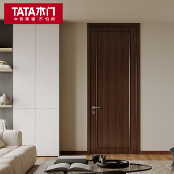 Wooden door modern interior door set door bedroom door wooden composite paint-free custom wooden door @008 wheat brown single door