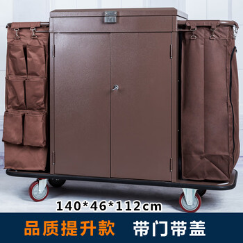 Hotel room multifunctional hand push linen cart cleaning work cart cleaning cart cloth bag guest room entrance hygiene service cart (quality model) with door and cover