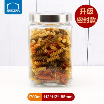 Lock&lock glass jar large capacity snap-on glass preservation jar sealed jar food jar whole grain jar dried fruit jar screw cap 1700ml