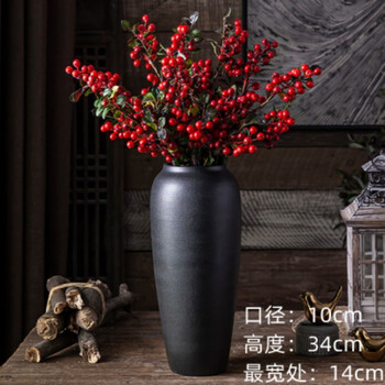 Jingdezhen ceramic vase ornaments living room flower arrangement floor-standing high-end flower pot large retro pottery pot water cultivation chinese style sandstone black high number (black and gray does not include flowers and can be cultivated in water