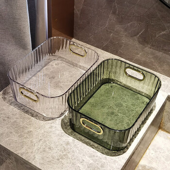 Zunmousse storage box light luxury desktop cosmetic mask bathroom living room coffee table acrylic transparent snack storage basket storage basket/mixed color two pack