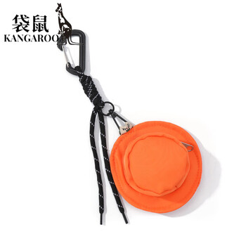 Kangaroo (kangaroo) new portable storage bag key bag coin coin bag headphone bag printed mini bag key pendant orange fisherman hat bag