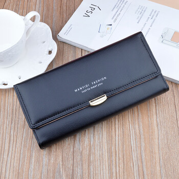 Bu jian 2024 new wallet women's long multi-card slot wallet soft wallet korean style fashion large capacity clutch card holder black