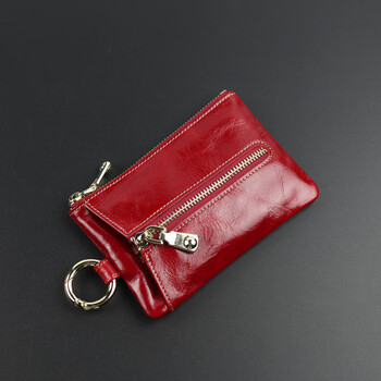 Kuqi kangaroo (kuqidaishu) card holder coin two-in-one multi-function storage genuine leather small key bag women's large capacity thin korean cute keychain burgundy red small stock in stock