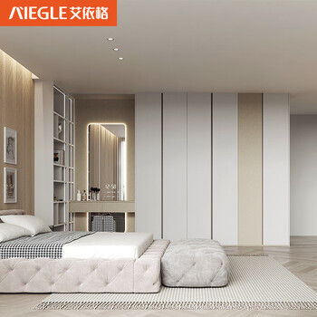 Aiegle whole house customized wardrobe modern simple bedroom wardrobe custom-made one cabinet to the top flat door wardrobe customized gold (the price in the store shall prevail)