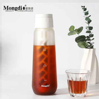Mongdio cold brew pot cold brew cup coffee brewing pot conical frosted white with cup brush 750ml