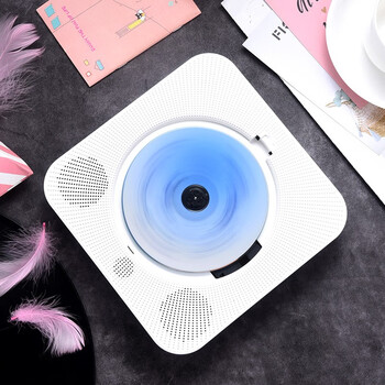 Yuexinting cd player portable music album player home wall-mounted bluetooth audio speaker english cd disc learning machine repeater i retro vinyl cd birthday gift white plug-in model + no dust cover + bluetooth version
