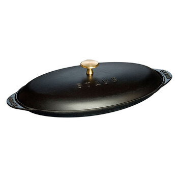 Staub germany direct mail cast iron oval barbecue plate fish plate with lid made in france black 31cm