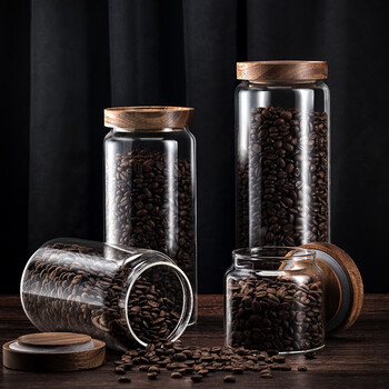 Genasi coffee bean sealed jar glass storage jar household moisture-proof coffee powder food grade storage jar miscellaneous grain storage jar 500ml