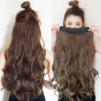 Yaxi hair piece for women's real hair, wig piece for women's long hair, large wavy hair piece, real hair seamless hair extensions, 40 lengths, 100 grams, light brown effect