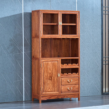 Bafangke mahogany furniture african rosewood (scientific name: hedgehog rosewood) all solid wood modern new chinese style wine cabinet multi-functional storage cabinet living room sideboard single (88*38*198cm) left cabinet
