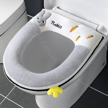 Baiyuan toilet seat, universal for all seasons, household waterproof, winter, cute, new toilet seat cushion, 1 flying rabbit (one set in gray), full craft quality