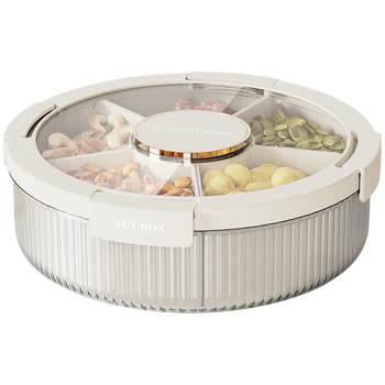 Yth sealed gridded dry fruit plate home living room snack candy storage box internet celebrity moisture-proof new light luxury fruit plate coffee table light luxury upgraded version pure fat white