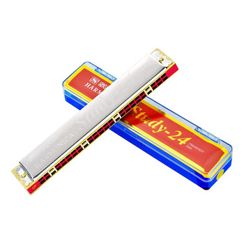 Suzuki (suzuki) 24-hole polyphonic harmonica study-24 students use classroom teaching beginners c key adult self-study entry-level instrument 24 holes #c key silver + leather case