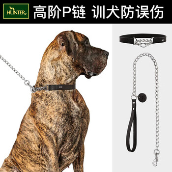 Hunter germany imported aalborg dog pet cowhide collar small, medium and large dog training p chain traction rope training collar l-xl length 60 cm