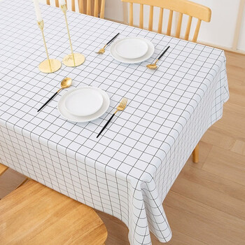 Fangcaodi tablecloth waterproof and oil-proof no-wash ins internet celebrity stall tablecloth tablecloth coffee table camping disposable single sheet independent gray and white plaid (size 137*183cm)
