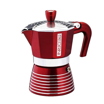Penini pedrini imported italian drip filter home coffee pot office coffee moka pot round bottom flashing red-3 servings 90ml