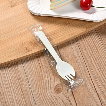 Xinshu disposable forks, forks, cake dessert salad spoons, take-out tableware, fruit forks, thickened independent packaging plastic, white 100 pcs/pack