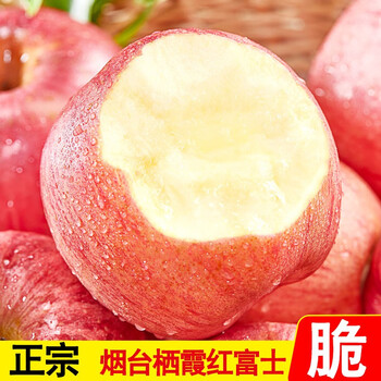 Sweet and drunk yantai apple qixia red fuji apple crisp sweet flat fruit fresh fruit whole box fresh fruit gift box gift box 6 pieces of fruit net weight 2 pounds