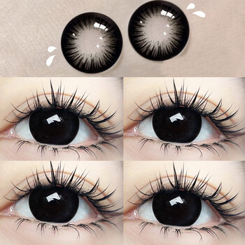 Ai mudi spades champagne black color contact lenses half yearly disposable extra large diameter 14.5 contact lenses with prescription big beauty eye black 14.5, 0